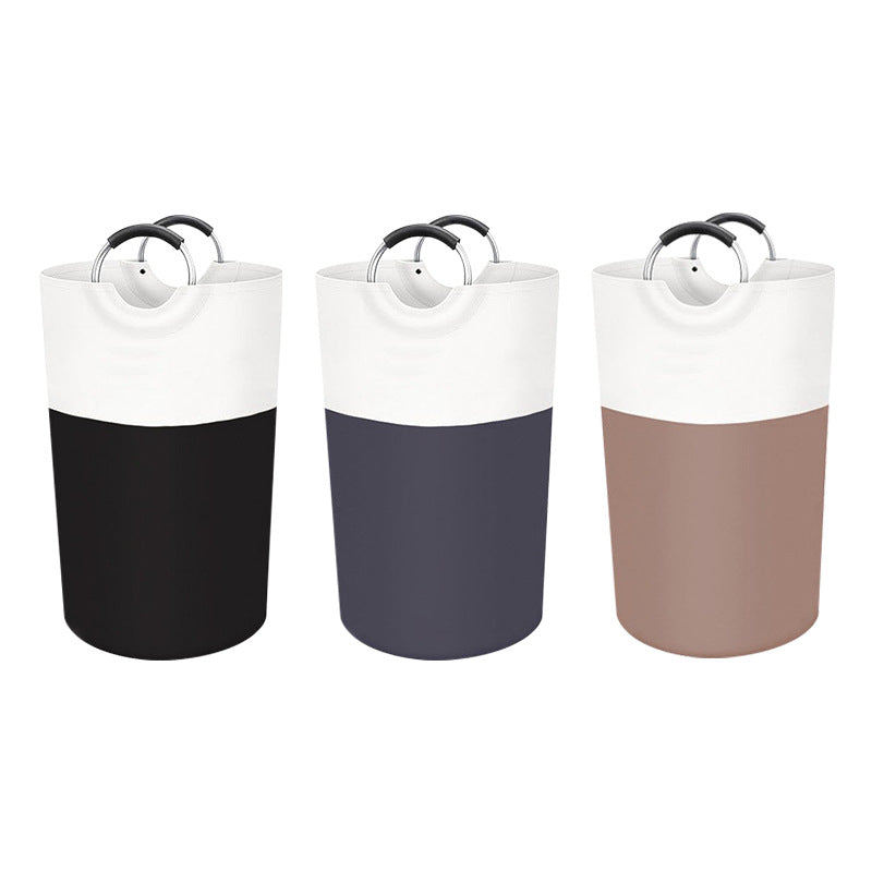 Grey and White Large 90L Freestanding Laundry Hamper - Collapsible Clothes Basket with Aluminum Soft-Grip Handles - Image 2