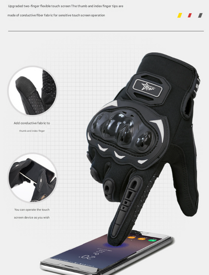 Size M Green and Black Protective Motorcycle Riding Gloves - Hard Knuckle Armour & Touchscreen Fingertips - Image 5