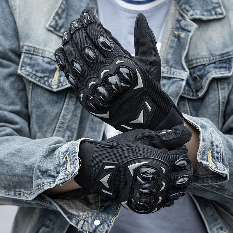 Size L Green and Black Protective Motorcycle Riding Gloves - Hard Knuckle Armour & Touchscreen Fingertips - Image 2
