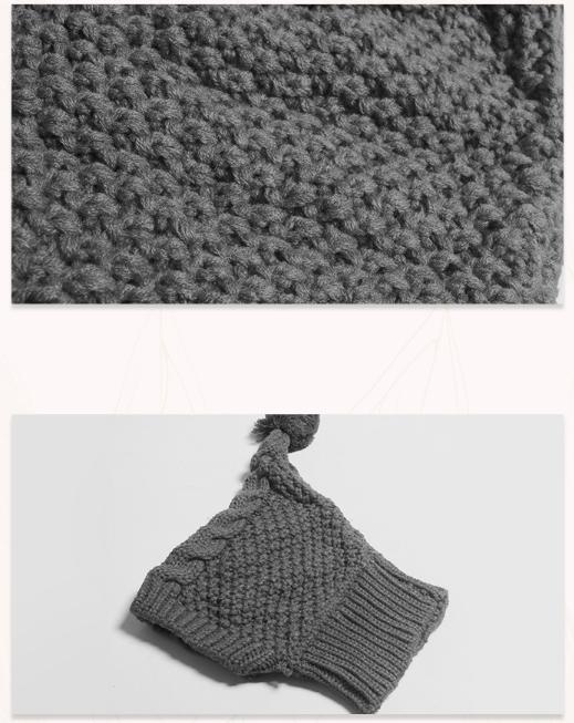 Size M Grey Whimsical Knit Dog Hat with Pom-Pom - Cozy Winter Pet Beanie & Snood - Image 4