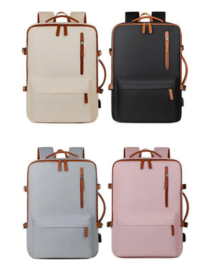 Pink Expandable Laptop Backpack with USB Port - Stylish Travel & Business Daypack - Image 2