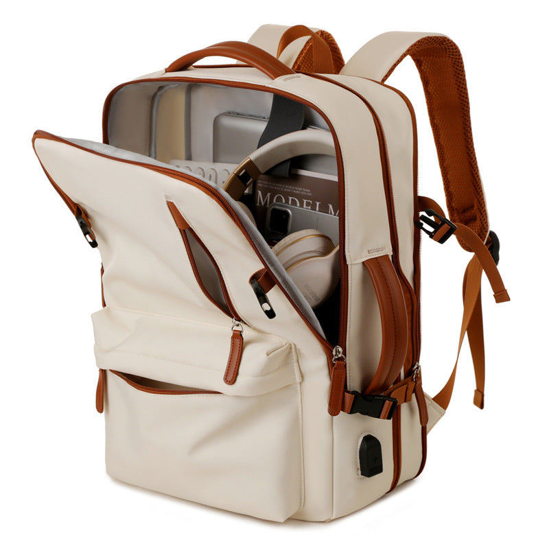 Black Expandable Laptop Backpack with USB Port - Stylish Travel & Business Daypack - Image 3