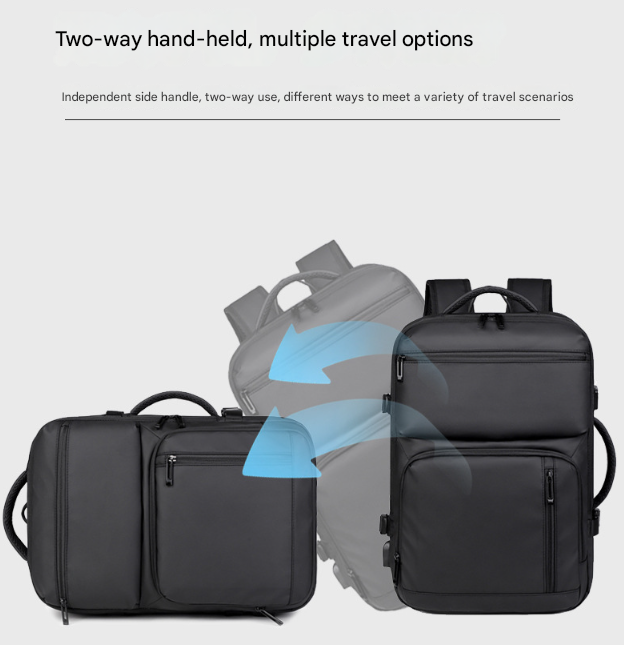 Black Expandable Business Travel Backpack with USB Charging Port - Water-Resistant Laptop Bag for Commuting & Carry-On - Image 7