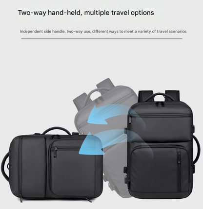 Black Expandable Business Travel Backpack with USB Charging Port - Water-Resistant Laptop Bag for Commuting & Carry-On - Image 7