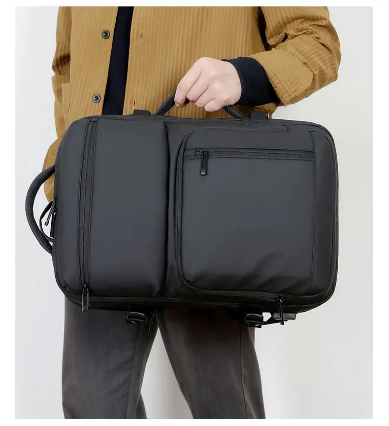 Black Expandable Business Travel Backpack with USB Charging Port - Water-Resistant Laptop Bag for Commuting & Carry-On - Image 9