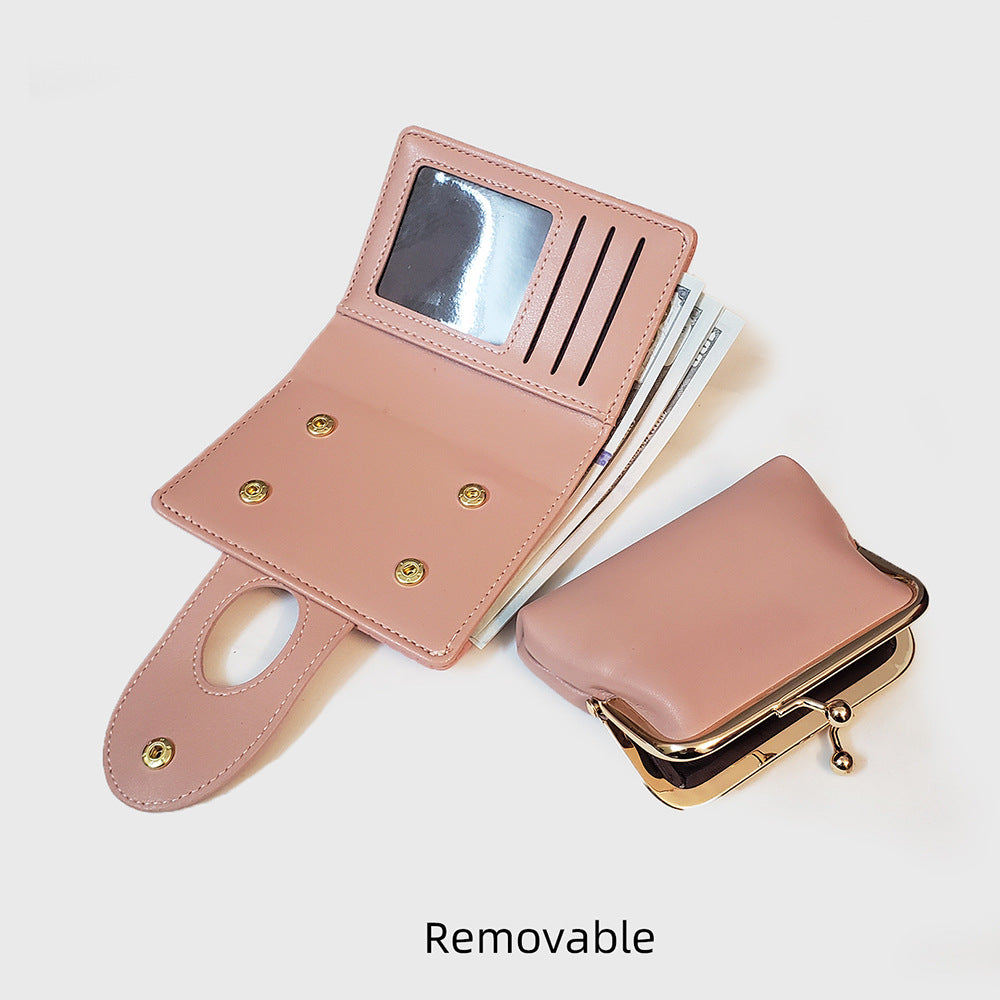 Pink Elegant Croc Embossed Womens Wallet - Short PU Leather Bifold with Removable Kisslock Coin Purse & Card Holder - Image 3