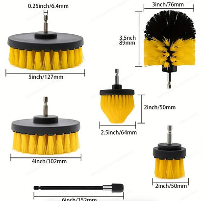Yellow and Black Complete 7-Piece Drill Brush Power Scrubber Set - All-Purpose Cleaning Kit for Bathroom, Tile, Car Detailing & More - Image 4