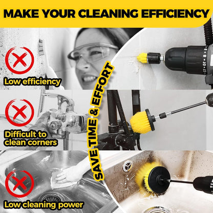 Yellow and Black Complete 7-Piece Drill Brush Power Scrubber Set - All-Purpose Cleaning Kit for Bathroom, Tile, Car Detailing & More - Image 7