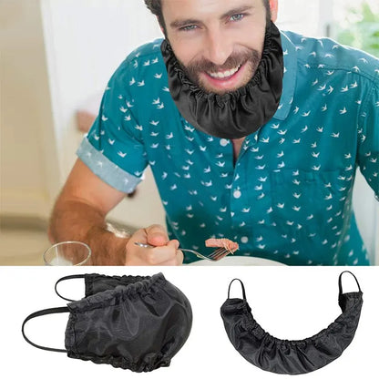 5 Pcs Black Men's Reusable Beard Guard Bib - Protective Beard Cover for Eating and Sleeping - Black Beard Bonnet Apron - Image 2