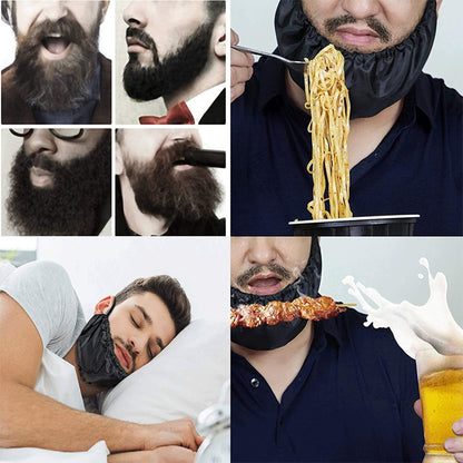 5 Pcs Black Men's Reusable Beard Guard Bib - Protective Beard Cover for Eating and Sleeping - Black Beard Bonnet Apron - Image 6