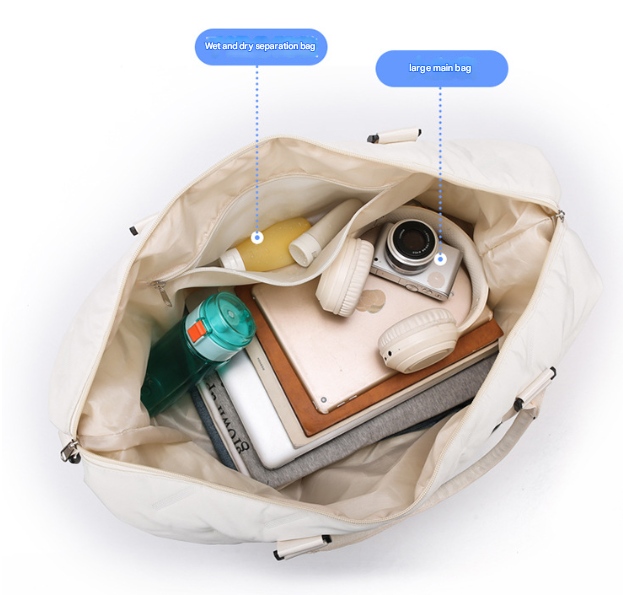 Purple Stylish Quilted Duffel Bag for Travel & Gym - Large Capacity Weekender with Shoe Compartment and Wet Pocket - Image 3