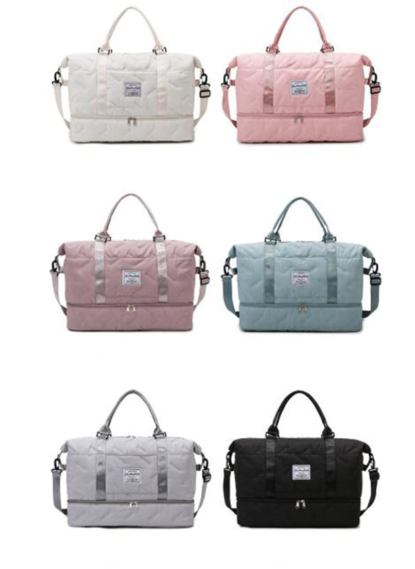 Green Stylish Quilted Duffel Bag for Travel & Gym - Large Capacity Weekender with Shoe Compartment and Wet Pocket - Image 2