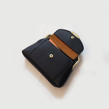 Black Vintage Style Women's Kiss Lock Coin Purse - Compact PU Leather Wallet with Card Holder - Image 3