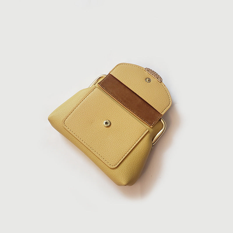 Yellow Vintage Style Women's Kiss Lock Coin Purse - Compact PU Leather Wallet with Card Holder - Image 2