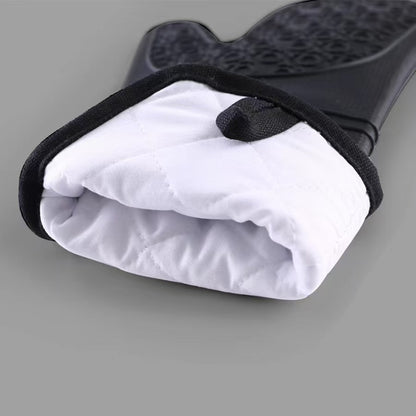 Black 6-Piece Silicone Oven Mitts and Pot Holders Set - Extra Long Waterproof Heat Resistant Gloves with Non-Slip Grip for Kitchen Baking BBQ - Image 4