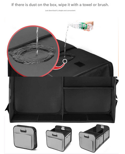 Black Heavy Duty Collapsible Car Boot Organiser - Large 65L Waterproof Trunk Storage Box with Compartments for SUV & Car - Image 4