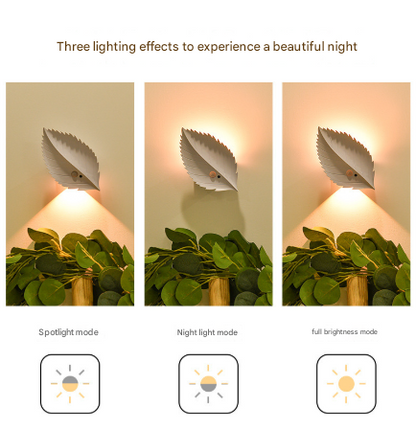 White RGB Color-Changing Leaf LED Night Light - Wireless Motion Sensor Wall Lamp with Remote Control for Ambiance Lighting - Image 6