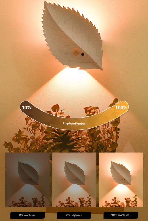 White RGB Color-Changing Leaf LED Night Light - Wireless Motion Sensor Wall Lamp with Remote Control for Ambiance Lighting - Image 7