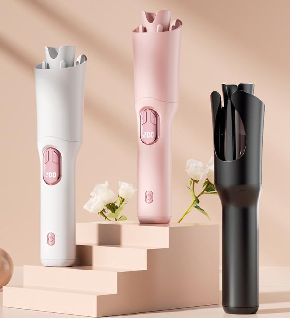 Pink Portable Cordless Hair Curler - USB-C Rechargeable Automatic Hair Waver with Ceramic Barrel & Anti-Scald Design - Image 2