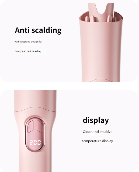White Portable Cordless Hair Curler - USB-C Rechargeable Automatic Hair Waver with Ceramic Barrel & Anti-Scald Design - Image 8