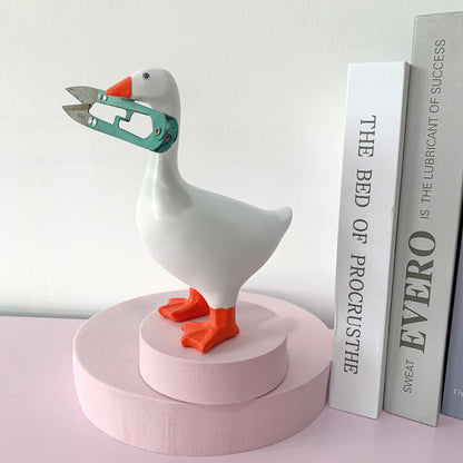 2 Pcs White and Yellow Whimsical Magnetic Goose Figurine - Novelty Key Holder & Desk Organizer - Image 3