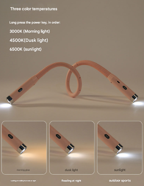 Pink Hands-Free LED Neck Reading Light - USB Rechargeable with 3 Color & Brightness Modes, Flexible Gooseneck for Books, Crafts & Knitting - Image 5