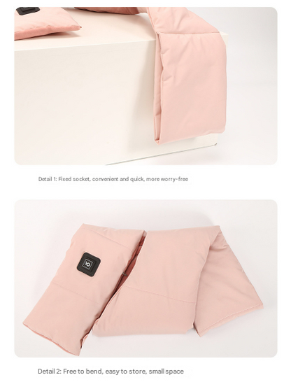 Pink USB Electric Heated Scarf - Portable Puffer Neck Warmer with 3-Level Heat Control for Winter - Image 5