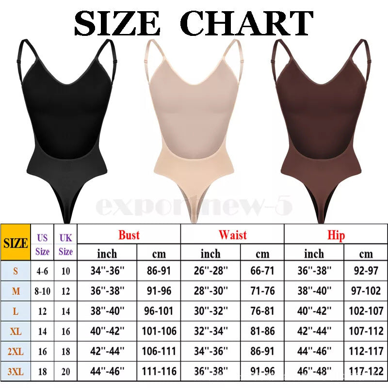 2 Pcs Size L Skin Color Seamless Backless Bodysuit Shapewear - Deep U-Plunge Tummy Control Thong Shaper - Image 2