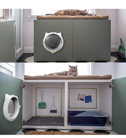 White 4-Way Locking Cat Flap Door - Pet Entry Portal for Interior Doors, Walls & Cabinets - Image 4