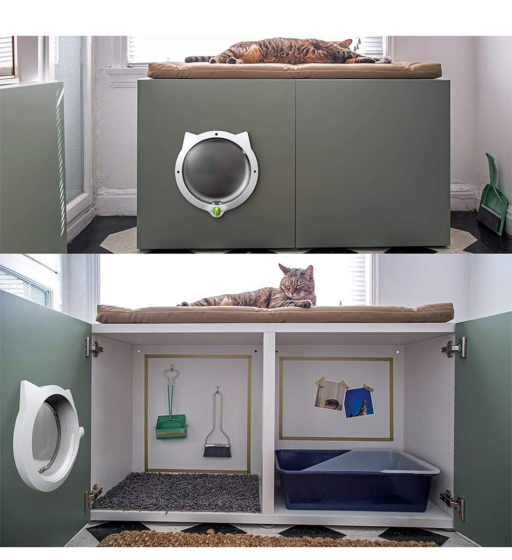 Black 4-Way Locking Cat Flap Door - Pet Entry Portal for Interior Doors, Walls & Cabinets - Image 4