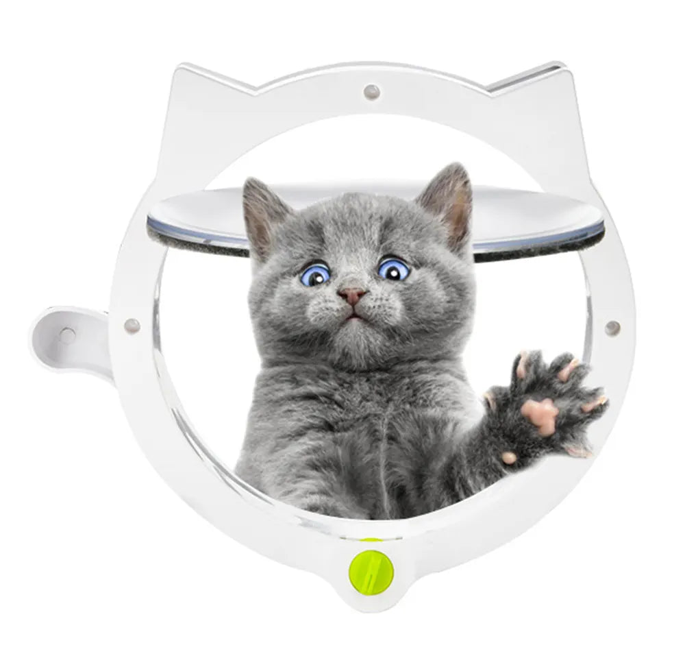 Black 4-Way Locking Cat Flap Door - Pet Entry Portal for Interior Doors, Walls & Cabinets - Image 6
