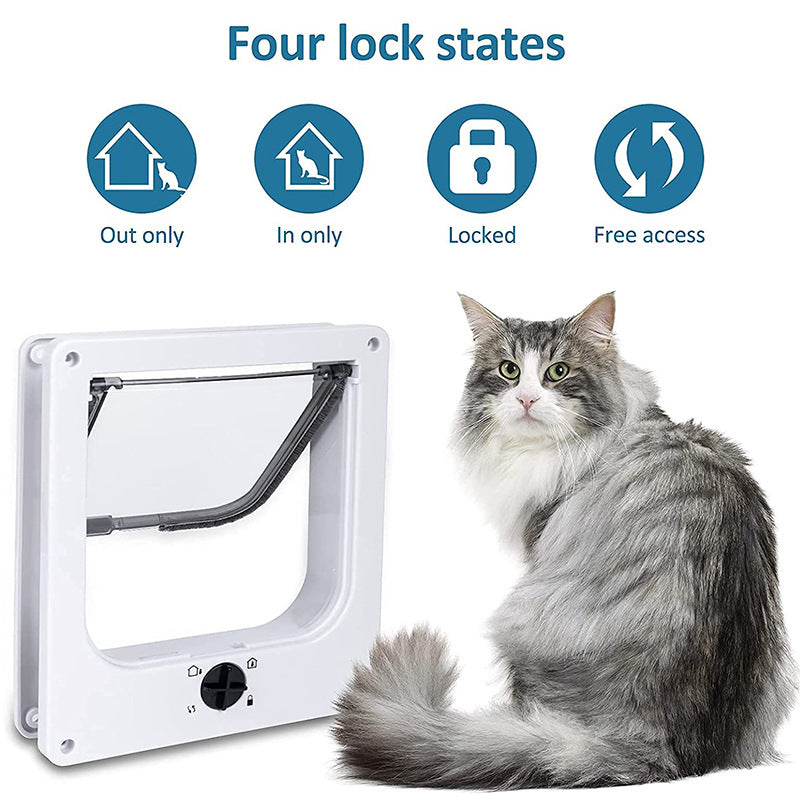 Size L White 4-Way Locking Pet Flap Door for Cats and Small Dogs - Weatherproof Magnetic Cat Door - Image 3