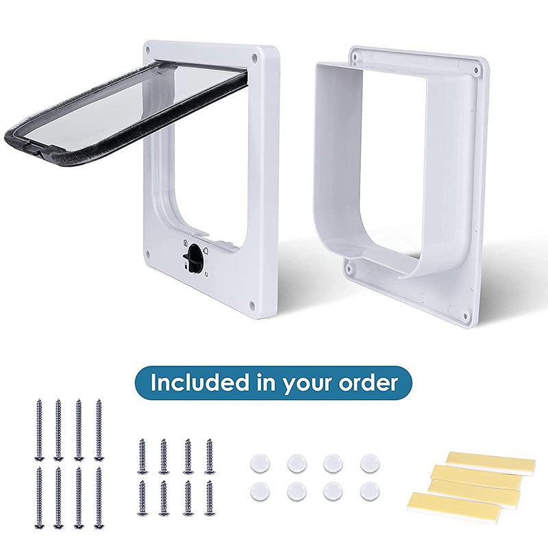 Size L White 4-Way Locking Pet Flap Door for Cats and Small Dogs - Weatherproof Magnetic Cat Door - Image 4
