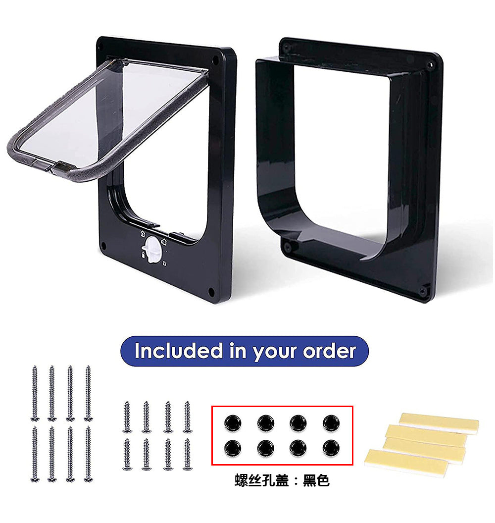 Size XL Black 4-Way Locking Pet Flap Door for Cats and Small Dogs - Weatherproof Magnetic Cat Door - Image 4