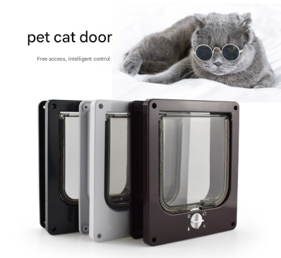 Size M Black 4-Way Locking Pet Flap Door for Cats and Small Dogs - Weatherproof Magnetic Cat Door - Image 2