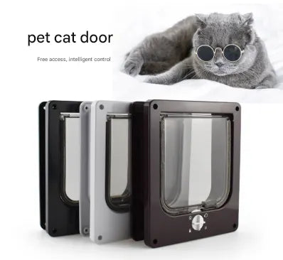 Size M Black 4-Way Locking Pet Flap Door for Cats and Small Dogs - Weatherproof Magnetic Cat Door - Image 2