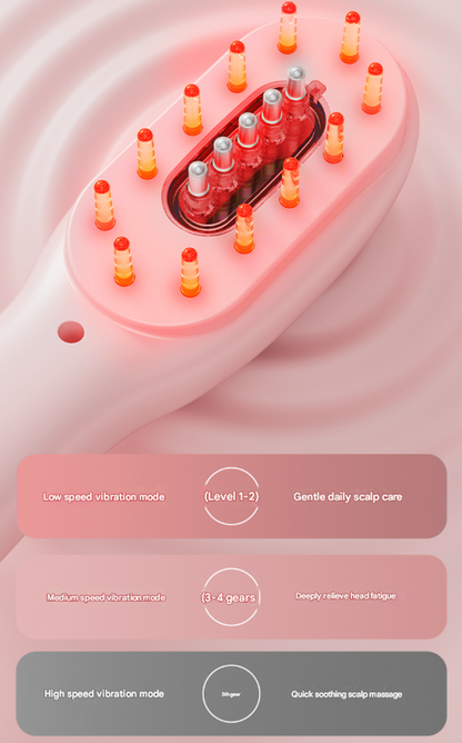 Pink Rechargeable Electric Scalp Massager with Red & Blue Light Therapy - Hair Oil & Serum Applicator Comb(Not containing essential oils) - Image 6