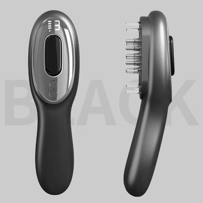 Black Rechargeable Electric Scalp Massager with Red & Blue Light Therapy - Hair Oil & Serum Applicator Comb(Not containing essential oils)