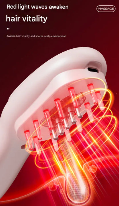 Black Rechargeable Electric Scalp Massager with Red & Blue Light Therapy - Hair Oil & Serum Applicator Comb(Not containing essential oils) - Image 4
