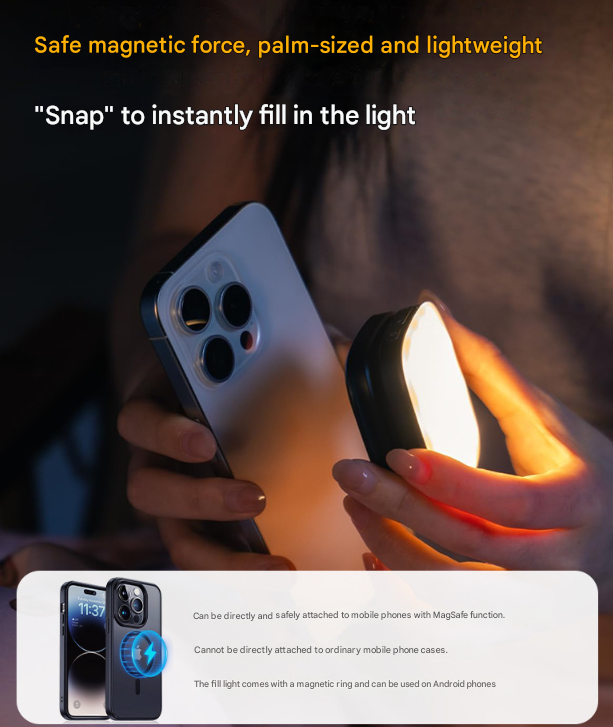 White Magnetic Foldable Selfie Light with Mirror - Rechargeable LED Fill Light for iPhone & Android Vlogging(Mobile phone is a shooting prop and is not included) - Image 5