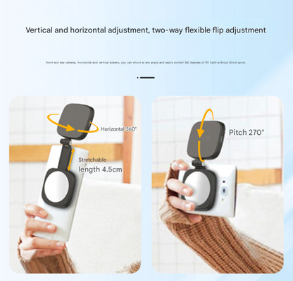 Black Magnetic Foldable Selfie Light with Mirror - Rechargeable LED Fill Light for iPhone & Android Vlogging(Mobile phone is a shooting prop and is not included) - Image 4