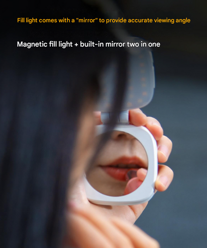 Black Magnetic Foldable Selfie Light with Mirror - Rechargeable LED Fill Light for iPhone & Android Vlogging(Mobile phone is a shooting prop and is not included) - Image 6