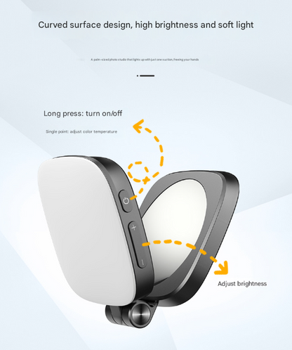 Black Magnetic Foldable Selfie Light with Mirror - Rechargeable LED Fill Light for iPhone & Android Vlogging(Mobile phone is a shooting prop and is not included) - Image 8