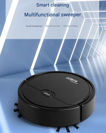 Black 3-in-1 Smart Robot Vacuum Cleaner - Automatic Sweeping, Mopping & Suction for Hard Floors & Pet Hair - Image 2