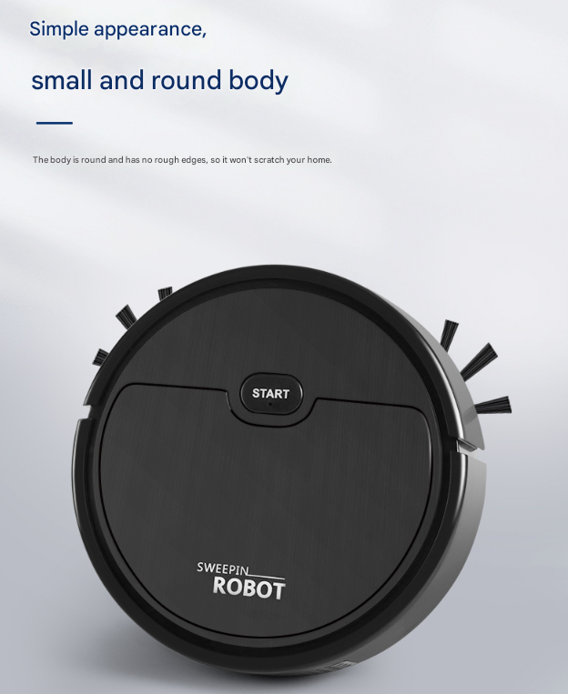 Black 3-in-1 Smart Robot Vacuum Cleaner - Automatic Sweeping, Mopping & Suction for Hard Floors & Pet Hair - Image 4