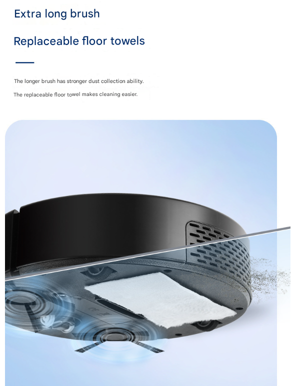 Black 3-in-1 Smart Robot Vacuum Cleaner - Automatic Sweeping, Mopping & Suction for Hard Floors & Pet Hair - Image 6