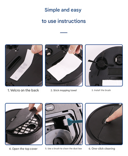 Black 3-in-1 Smart Robot Vacuum Cleaner - Automatic Sweeping, Mopping & Suction for Hard Floors & Pet Hair - Image 7