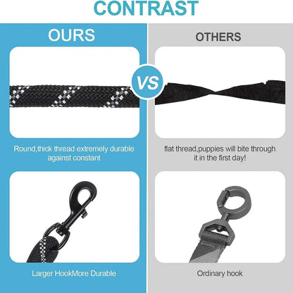Blue 3-in-1 Tangle-Free Dog Leash for 1-3 Dogs - Heavy Duty Bungee Coupler with Reflective Stitching & Padded Handle - Image 8