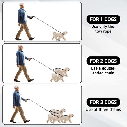 Green 3-in-1 Tangle-Free Dog Leash for 1-3 Dogs - Heavy Duty Bungee Coupler with Reflective Stitching & Padded Handle - Image 3