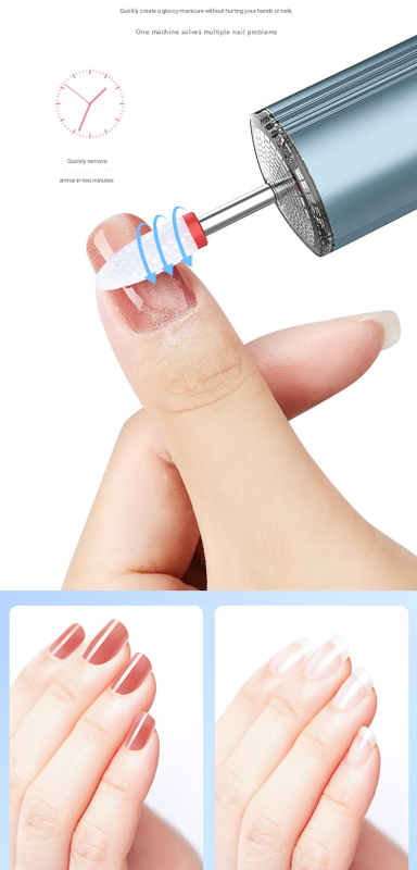 Blue Rechargeable Electric Nail Drill Pen with UV Curing Lamp - Professional All-in-One Manicure Pedicure Kit for Polishing & Gel Removal - Image 3